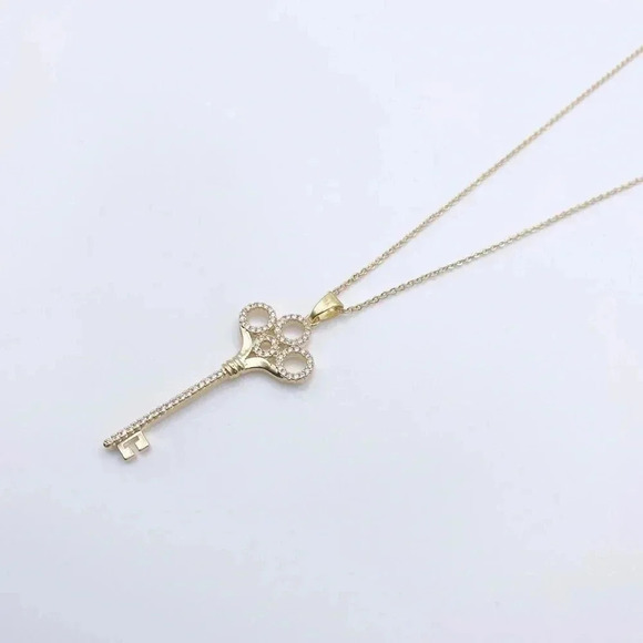 Key Necklace | CZ Necklace | 21st Birthday Gift | 18k Good Plated - Picture 1 of 7